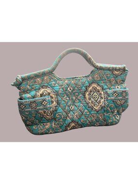 Vera Bradley Quilted Cotton Paisley Handbag With Zipper Closure & Handles 12" x